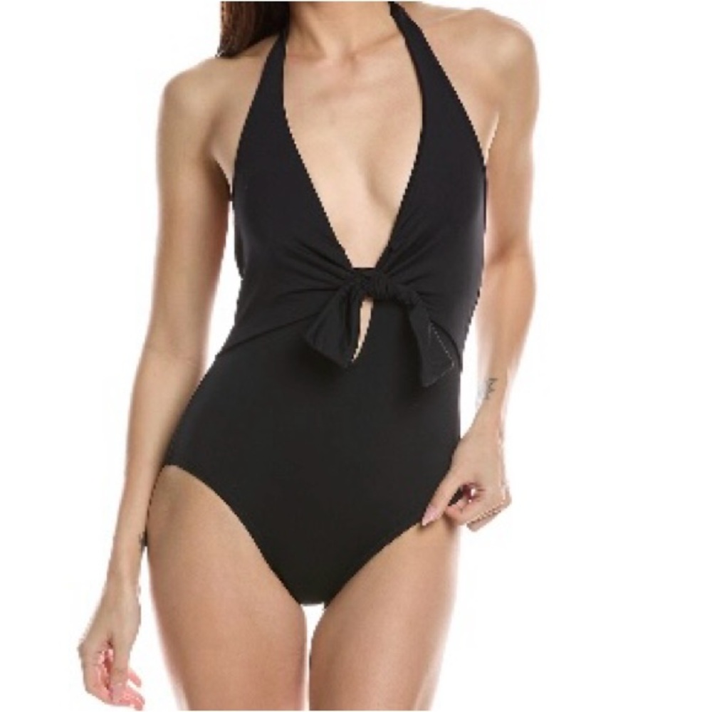 Vince Camuto Black Tie-Front One-Piece Swimsuit